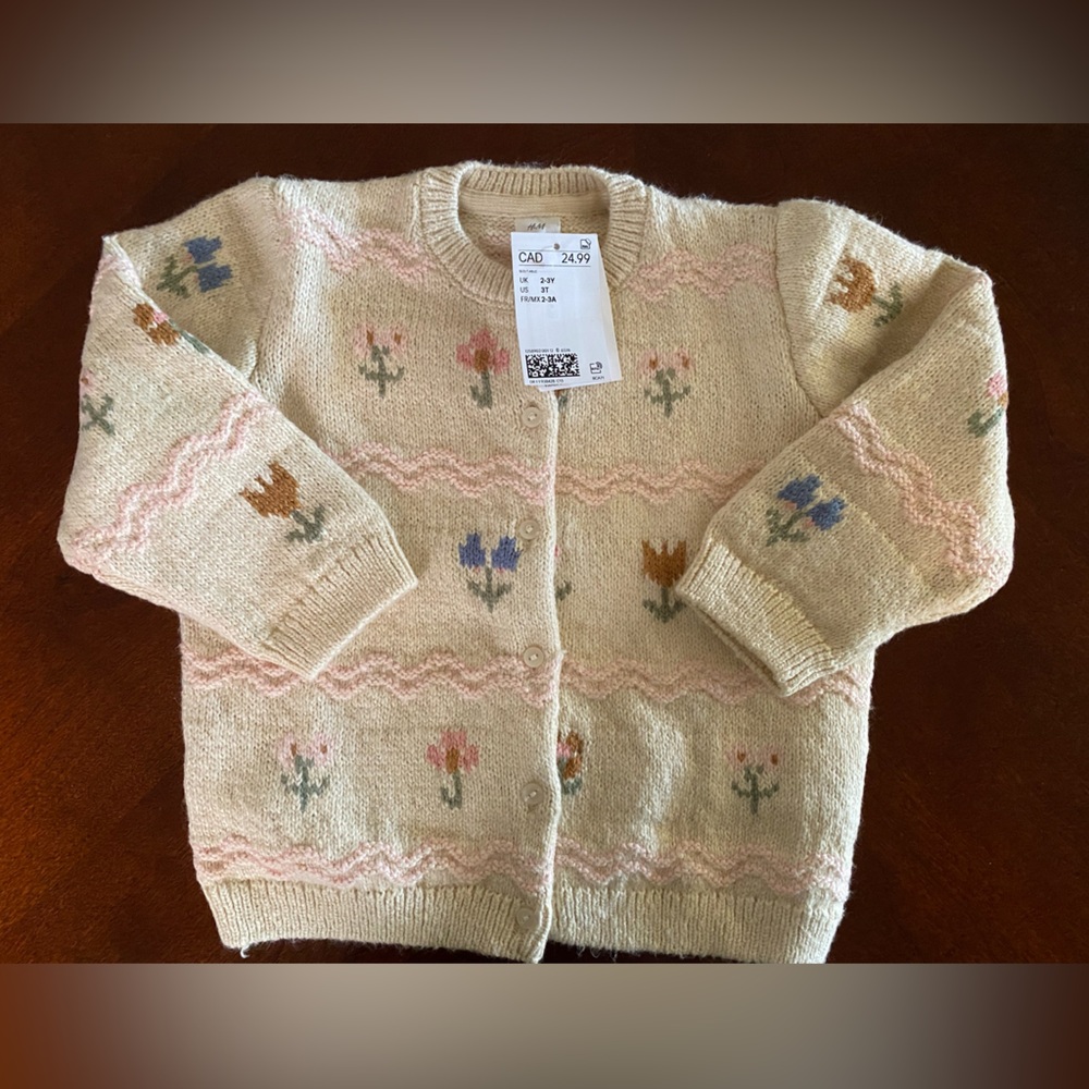 Floral Patterned Cream Sweater